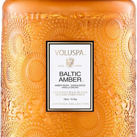 Other - Baltic Amber, Large Candle Jar, 18 oz, 100 Hour Burn Time, Coconut Wax for Clean